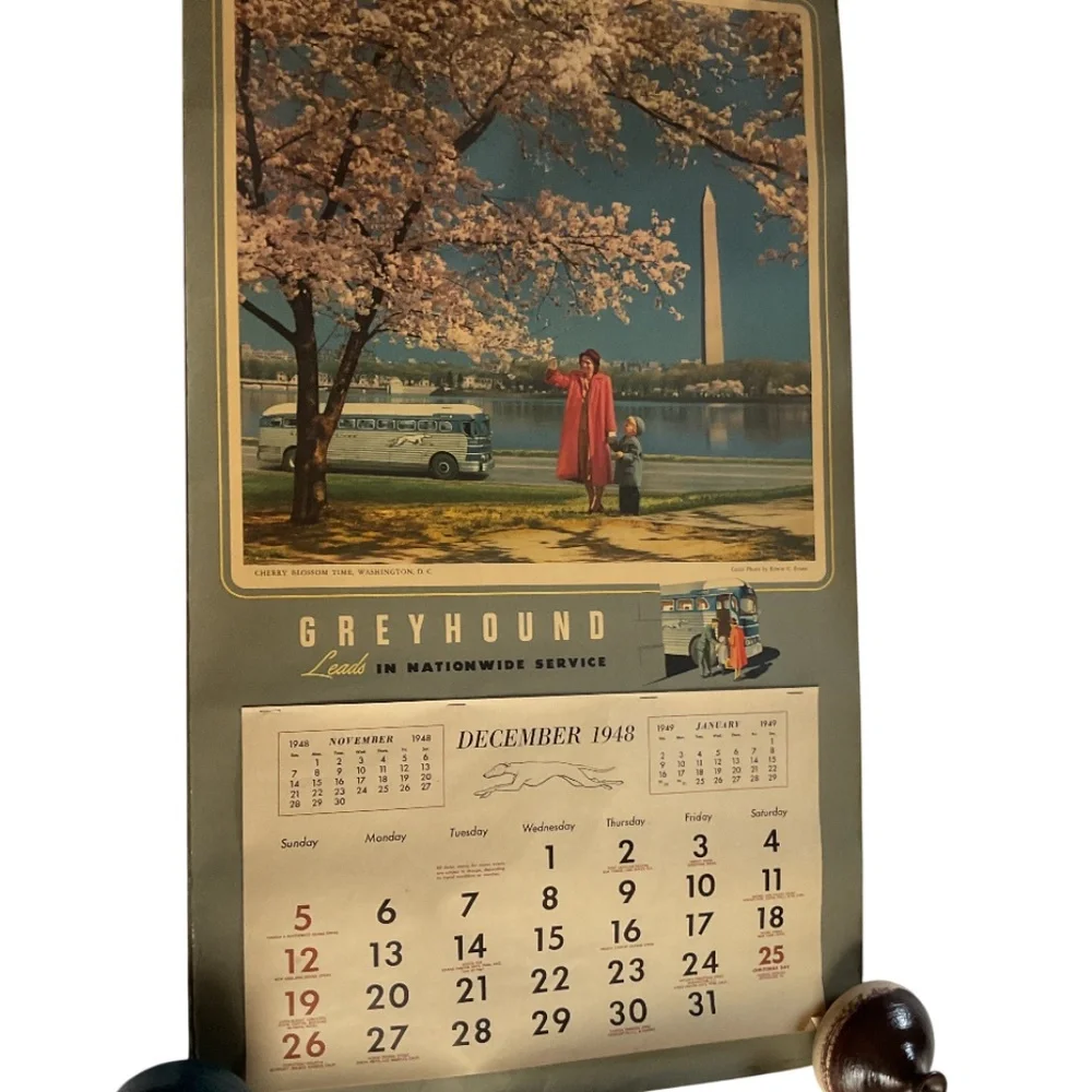 Huge Vintage 1948 Greyhound Calendar